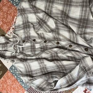 Maurices Gray Plaid Hoodie